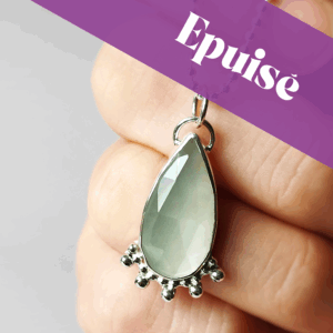 Collier argent massif & pierre de lune grise [VENDU]