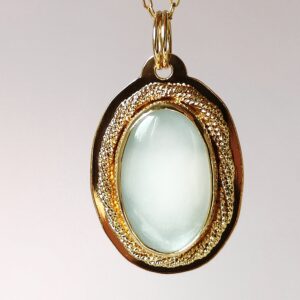 Collier femme avec chaine en acier inoxydable, pendentif en laiton plaqué or 14 carats et pierre de lune blanche Les merveilles de Polly