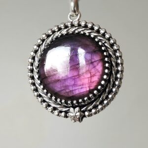 Collier femme argent massif fait main avec pierre Labradorite violette Les merveilles de Polly