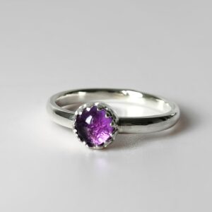 Bague femme en argent massif avec pierre naturelle Améthyste les merveilles de polly