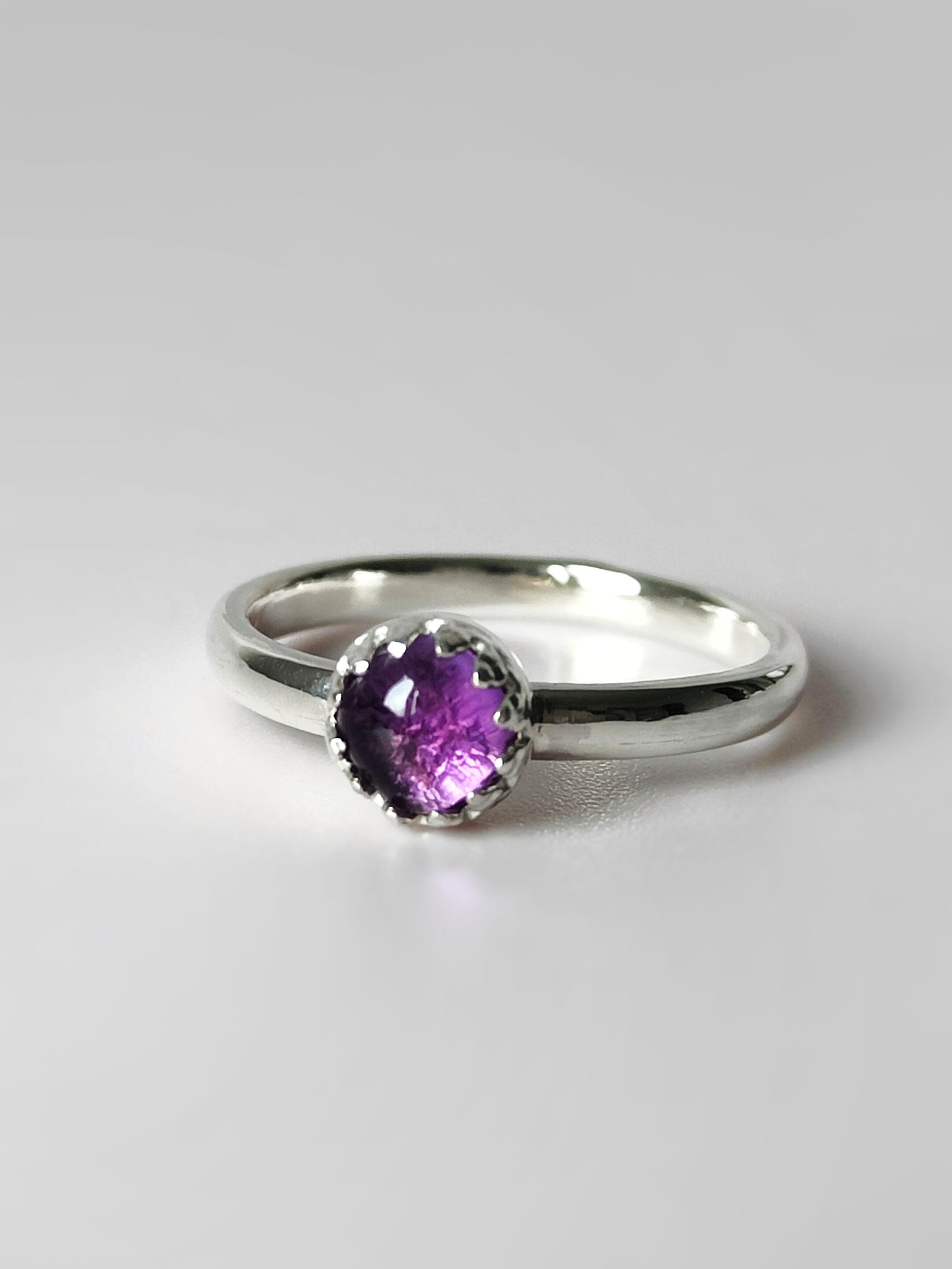 Bague femme en argent massif avec pierre naturelle Améthyste les merveilles de polly