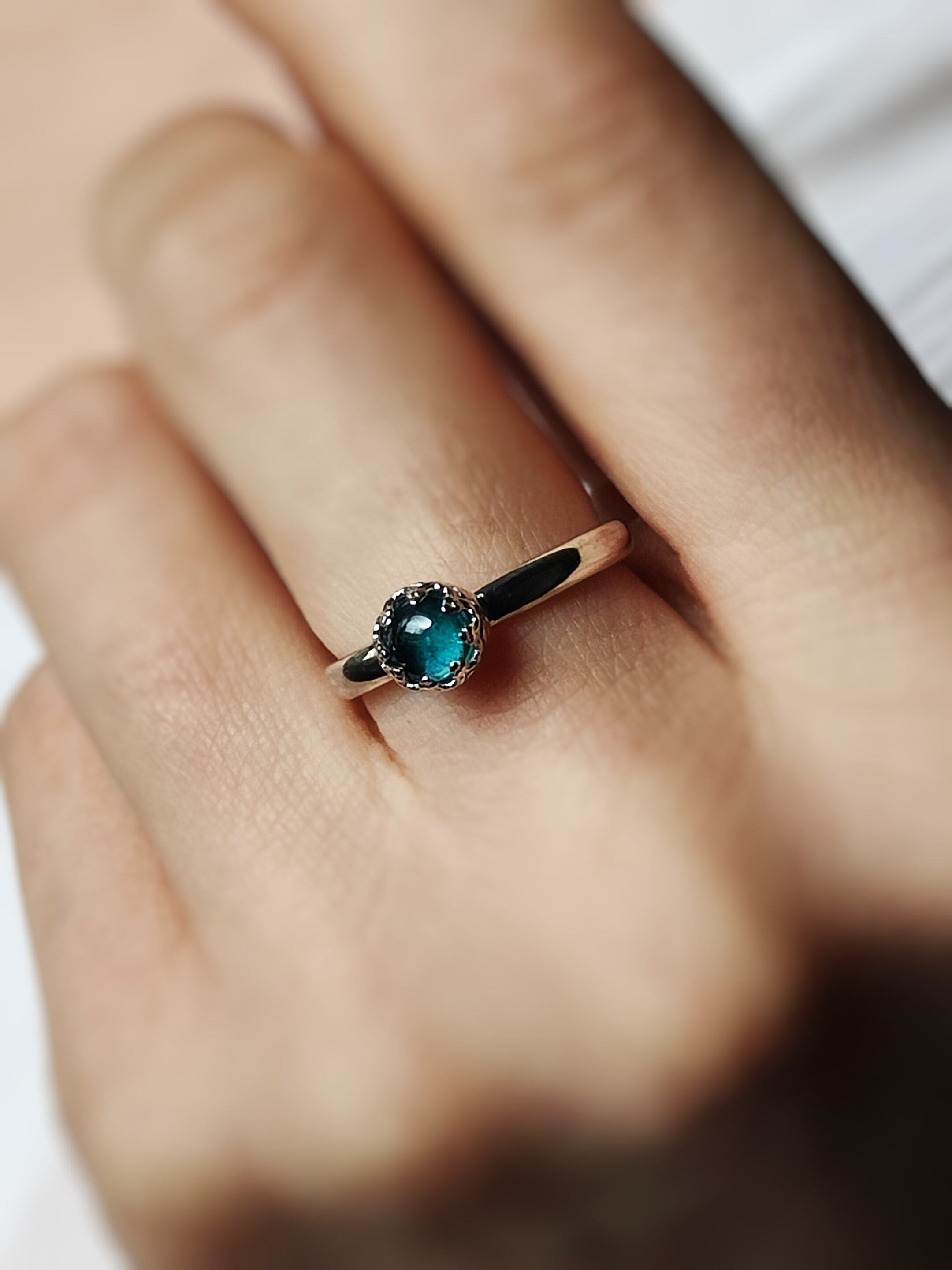 Bague argent & Tourmaline bleue • T54 – Image 2