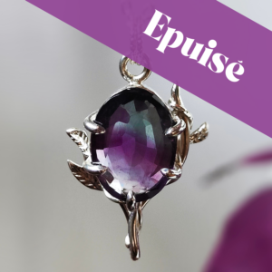 Collier femme en argent massif et pendentif végétal en fluorite les merveilles de polly