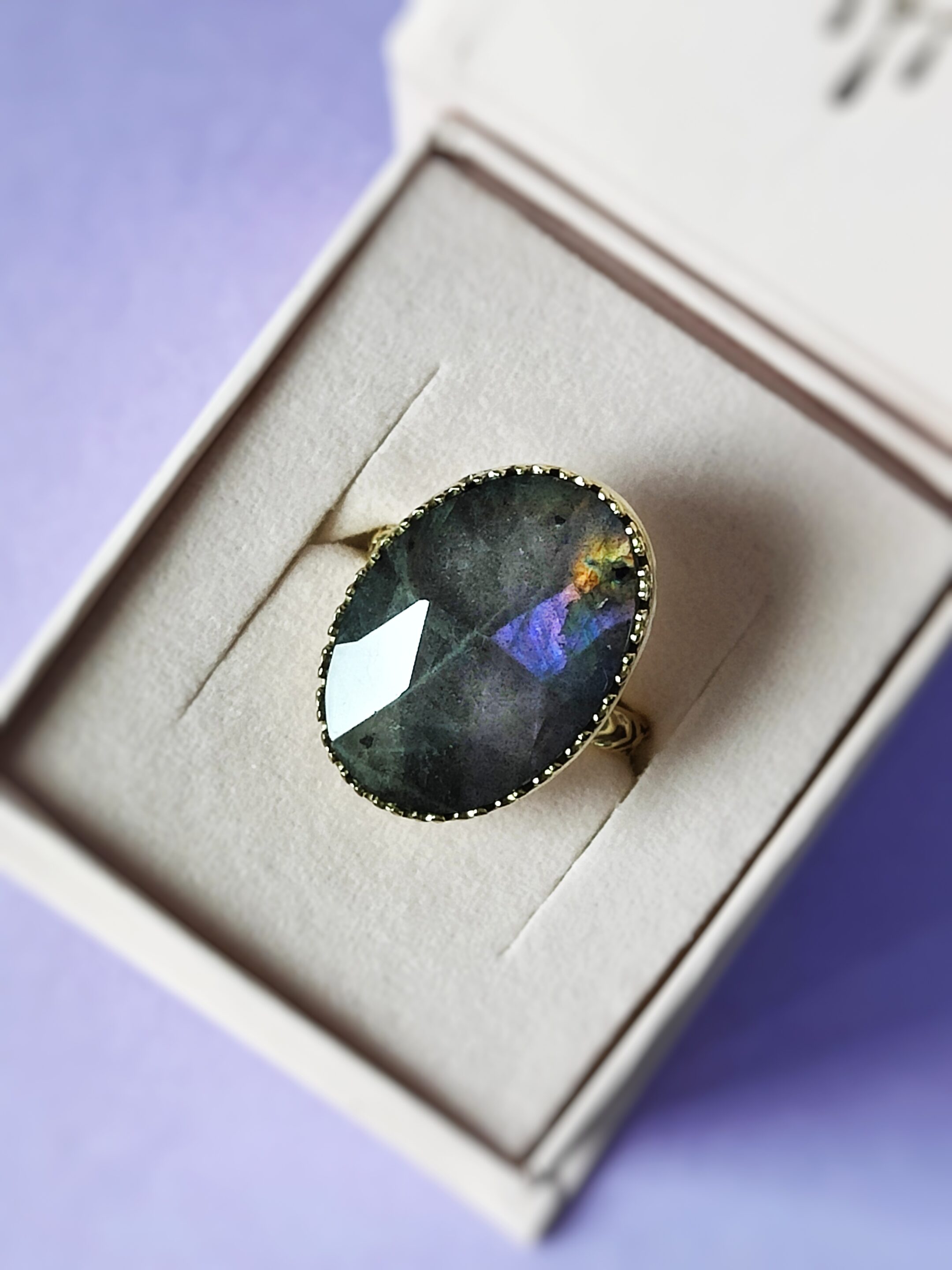Bague Labradorite facettée • T 53 – Image 2