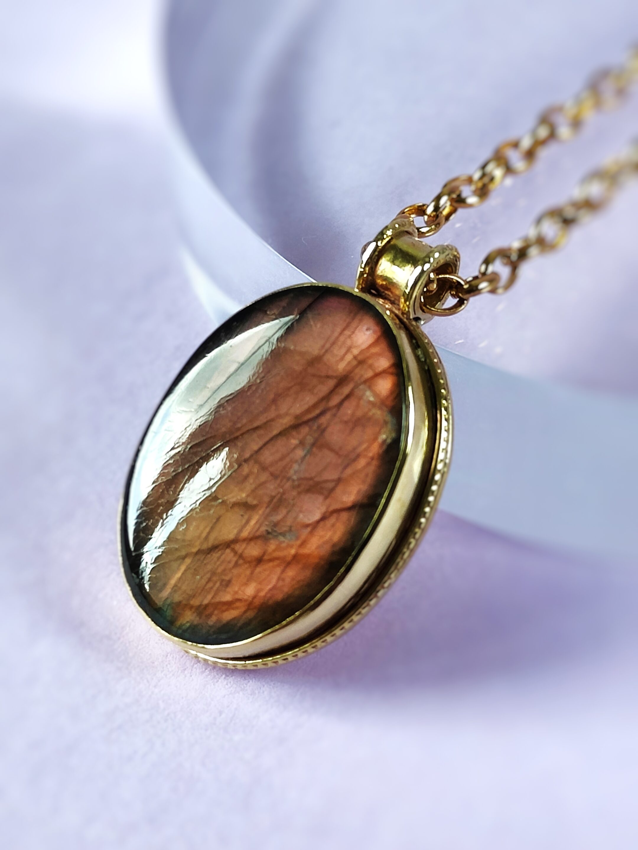 Médaillon Labradorite rose orangée – Image 5