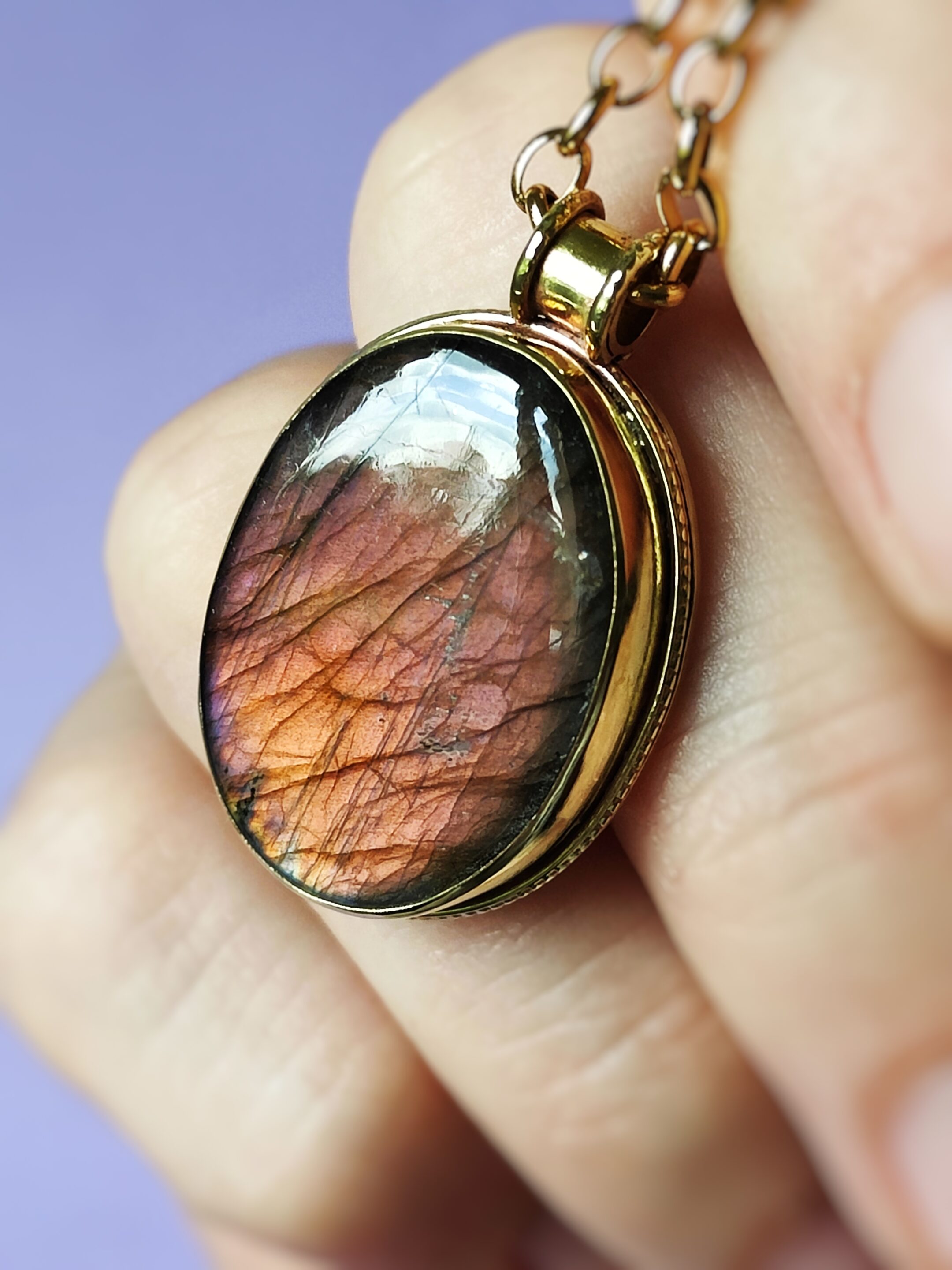 Médaillon Labradorite rose orangée – Image 3
