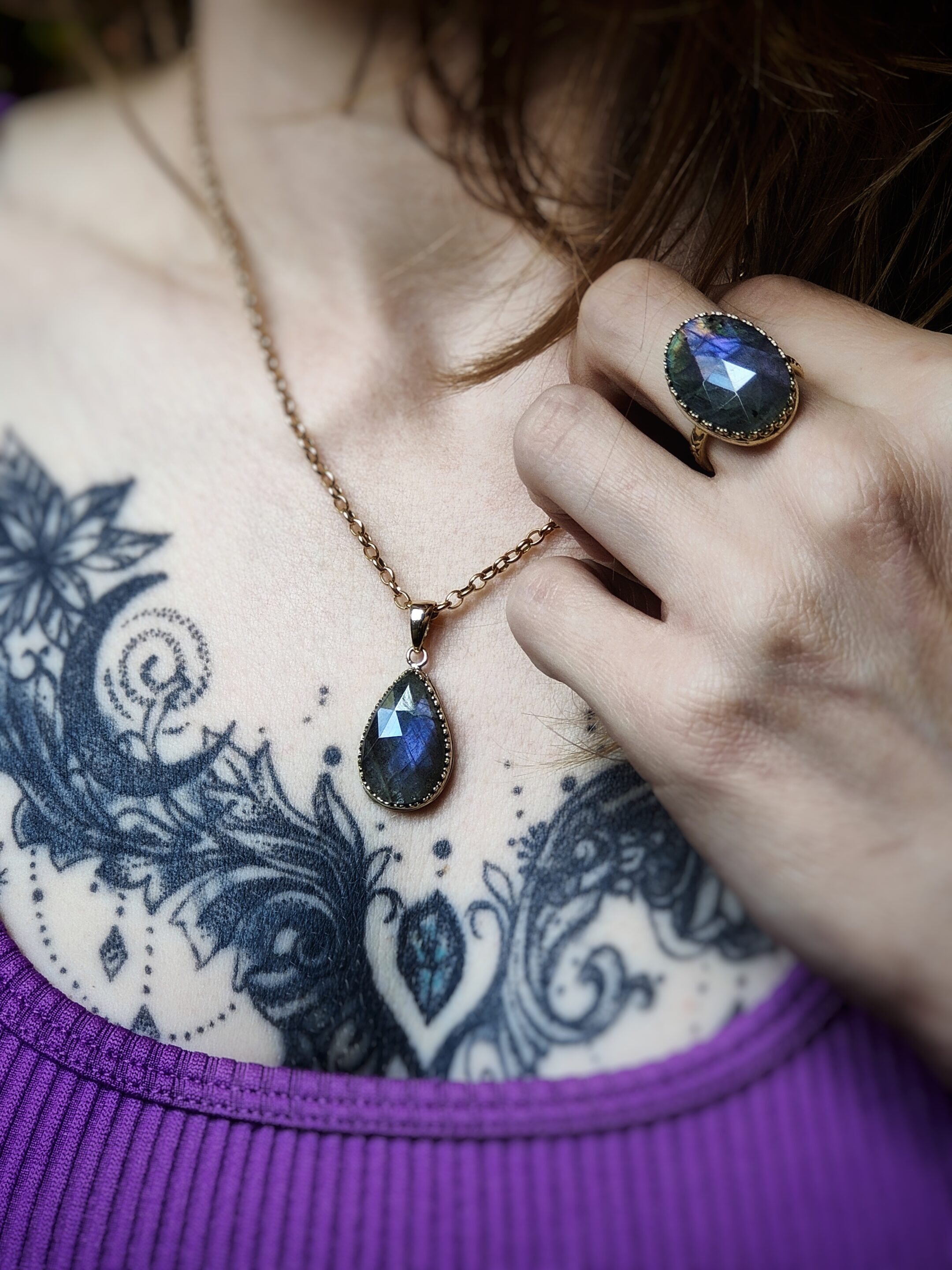Bague Labradorite facettée • T 53 – Image 4