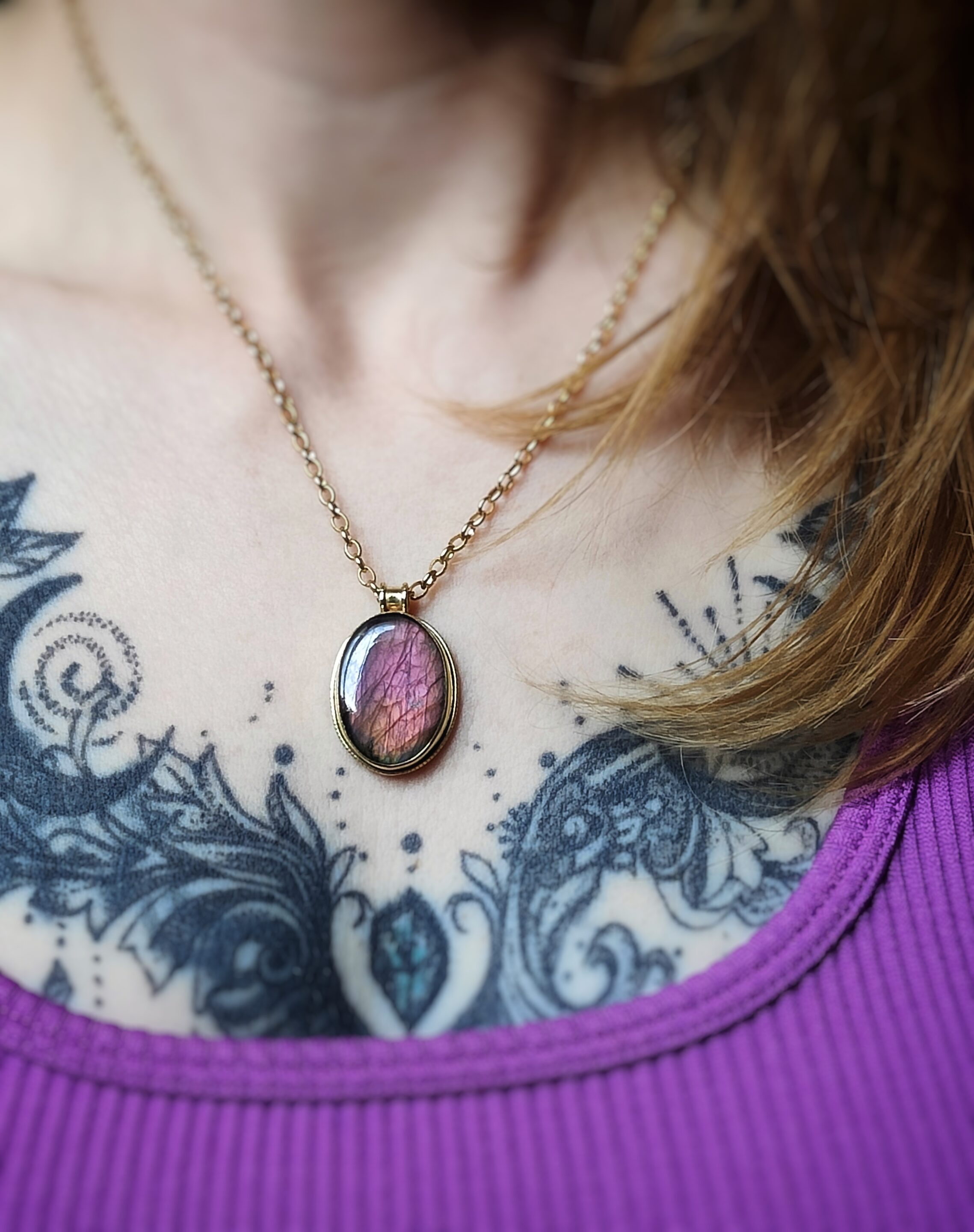 Médaillon Labradorite rose orangée – Image 2