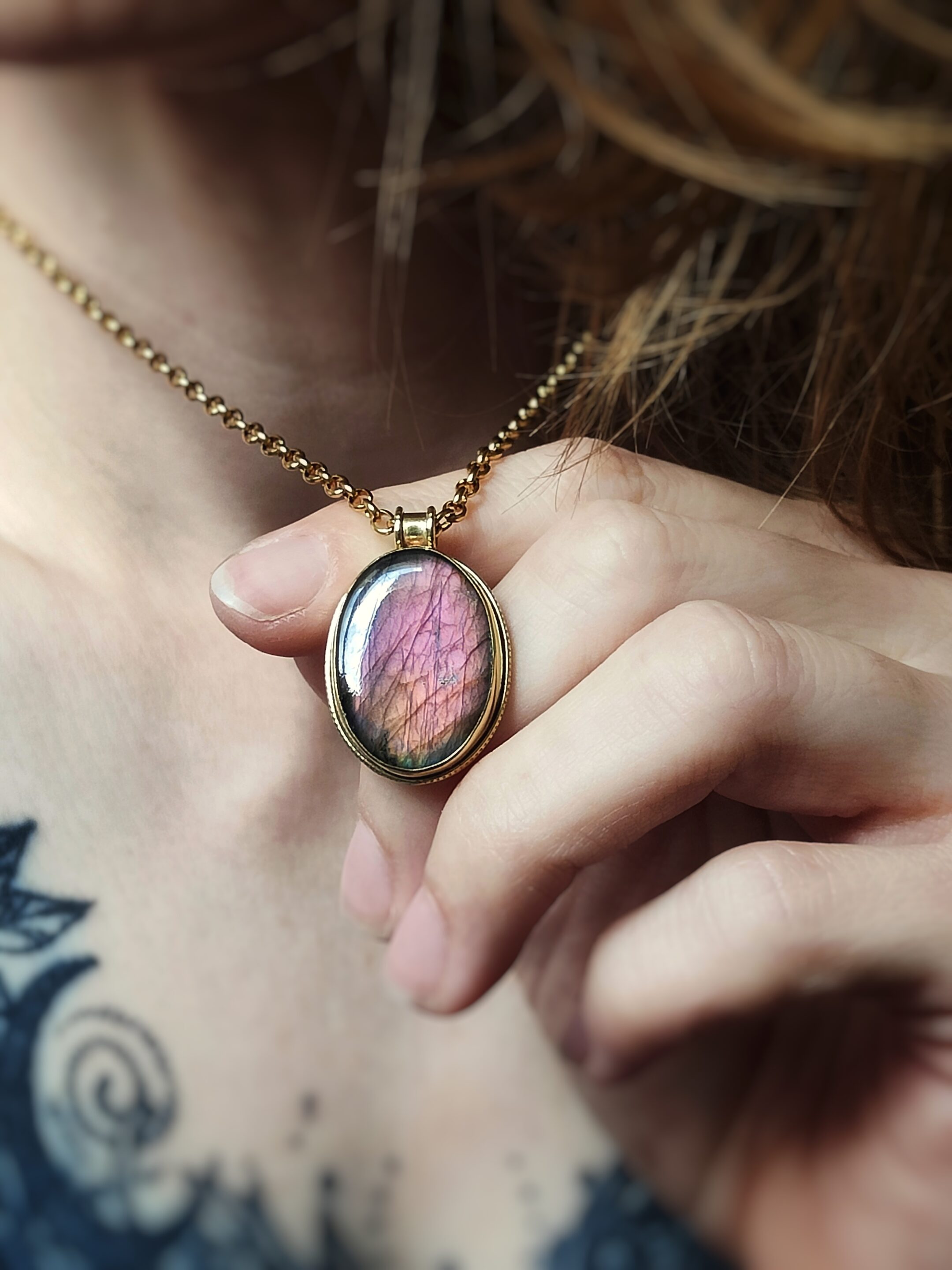 Médaillon Labradorite rose orangée – Image 4