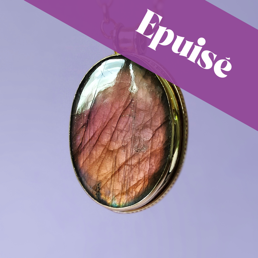 Médaillon Labradorite rose orangée