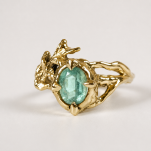Bague femme plaquée or avec pierre naturelle Cyanite aqua les merveilles de polly
