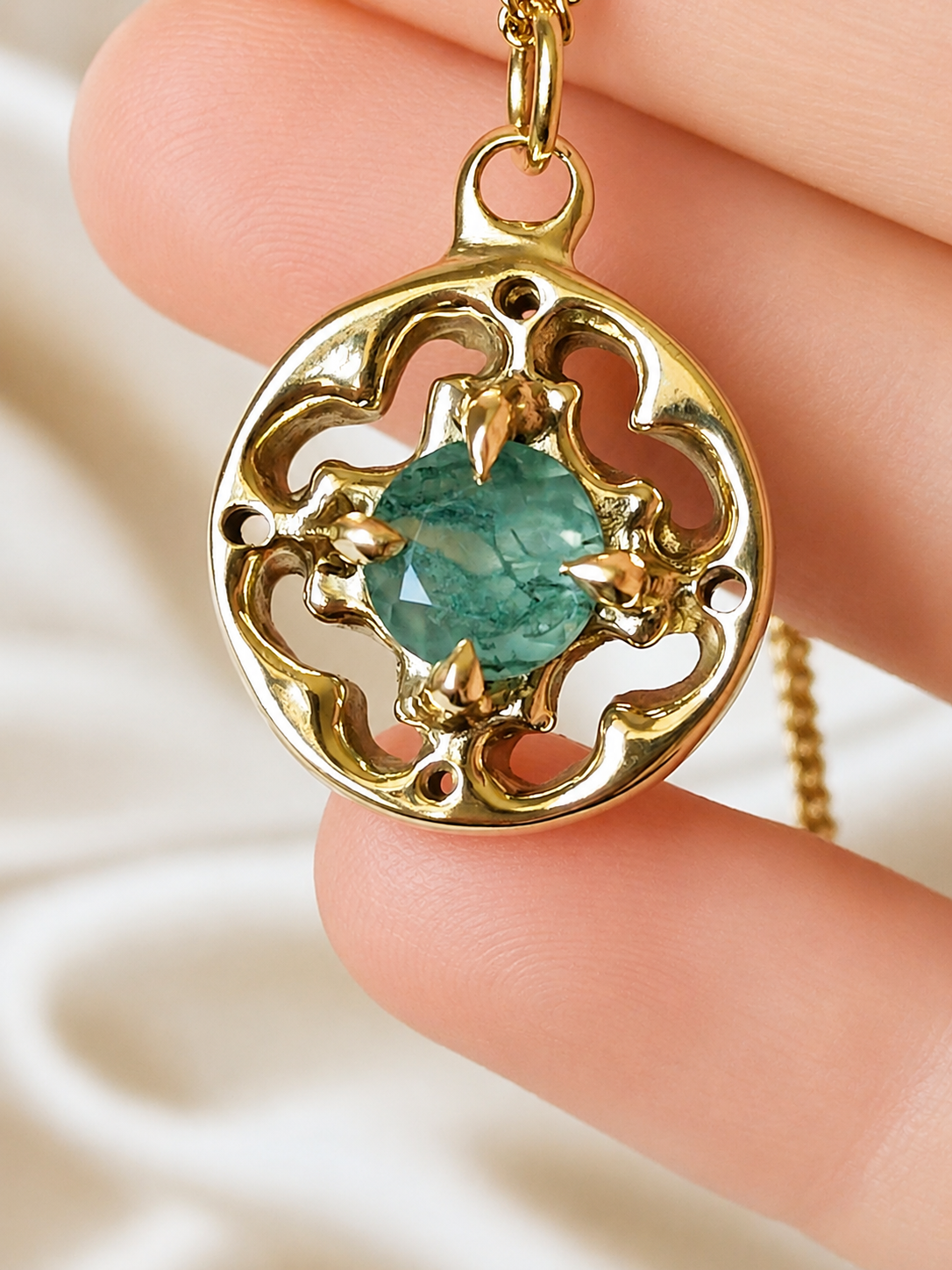 Collier L'amulette • Agate mousse – Image 4