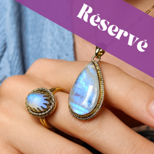 Parure Péristérite, bague & pendentif assortis • Prévente