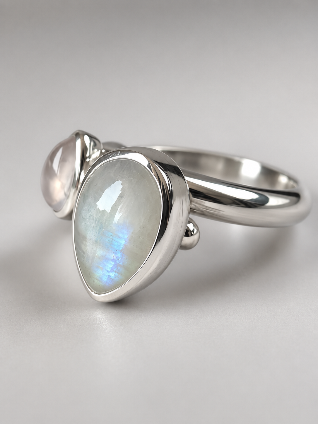 Bague Péristérite & Quartz rose • T 57 – Image 7