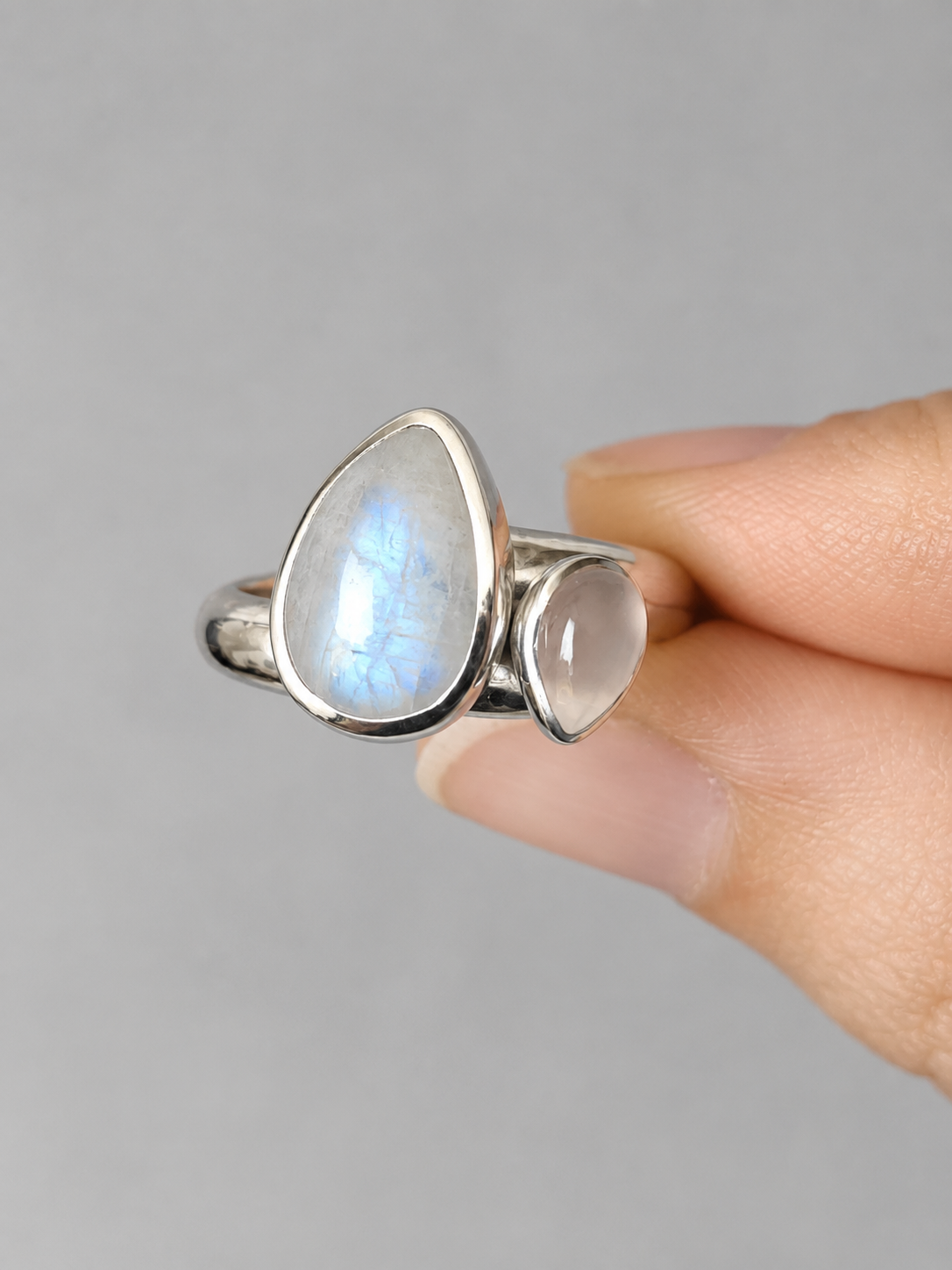 Bague Péristérite & Quartz rose • T 57 – Image 4