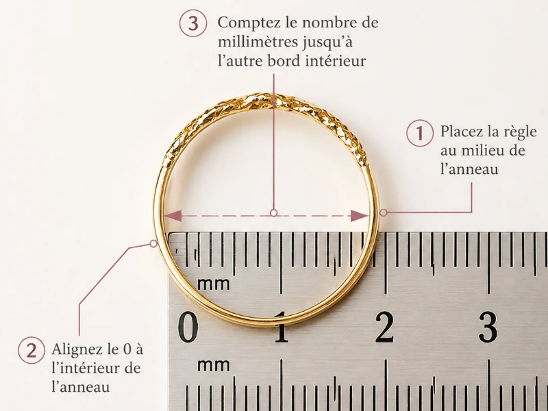 Comment mesurer le diamètre intérieur d'une bague à l'aide d'une règle